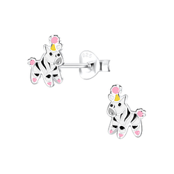 Silver Zebra Stud Earrings - 16258