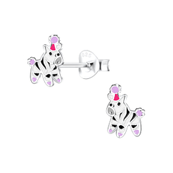 Silver Zebra Stud Earrings - 16260
