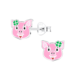 Silver Pig Stud Earrings - 16351 Silver Pig Stud Earrings - 16351