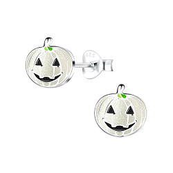 Silver Pumpkin Stud Earrings - 16245
