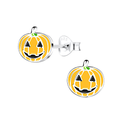 Silver Pumpkin Stud Earrings - 16246