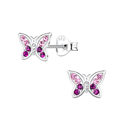 Silver Butterfly Stud Earrings - 15707