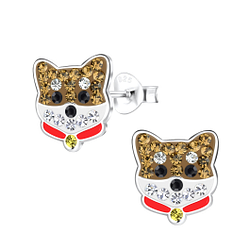 Silver Dog Stud Earrings - 17512 Silver Dog Stud Earrings - 17512
