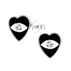 Silver Heart Stud Earrings - 16121