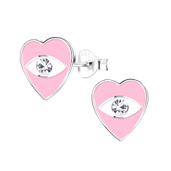 Silver Heart Stud Earrings - 16122