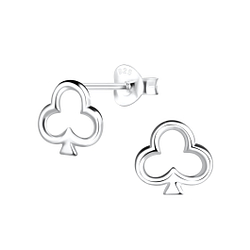Silver Clubs Stud Earrings - 16393
