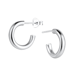 Silver Half Hoop Stud Earrings - 16352