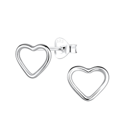 Silver Heart Stud Earrings - 16112