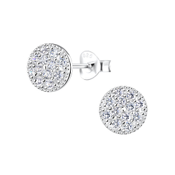 Silver Round Stud Earrings - 16358