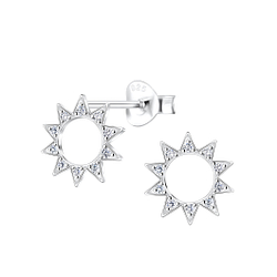 Silver Sun Stud Earrings - 16362