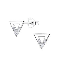 Silver Triangle Stud Earrings - 16365