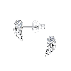 Silver Wing Stud Earrings - 16367