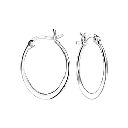 Silver French Lock Hoop Earrings - 9519