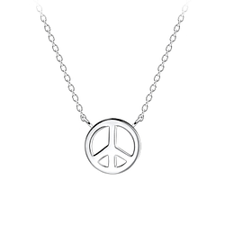 Silver Peace Symbol Necklace - 16453