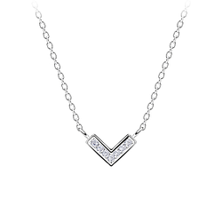 Silver Chevron Necklace - 16373