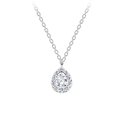 Silver Tear Drop Necklace - 16379