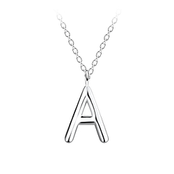 Silver Letter A Necklace - 16495