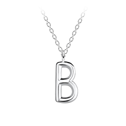 Silver Letter B Necklace - 18623