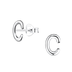 Silver Letter C Stud Earrings - 18594