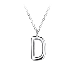 Silver Letter D Necklace - 18628