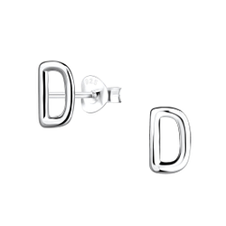 Silver Letter D Stud Earrings - 18596
