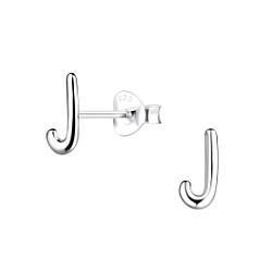 Silver Letter J Stud Earrings - 18604