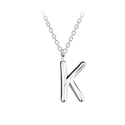 Silver Letter K Necklace - 18624
