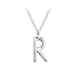 Silver Letter R Necklace - 18637