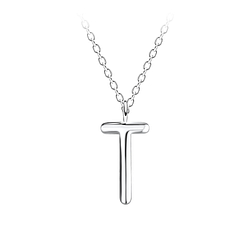 Silver Letter T Necklace - 18638