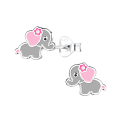 Silver Elephant Stud Earrings - 16509