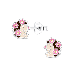 Silver Hedgehog Stud Earrings - 16511