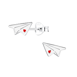 Silver Paper Plane Stud Earrings - 16503 Silver Paper Plane Stud Earrings - 16503