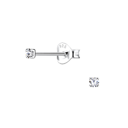 2mm Round Crystal Silver Stud Earrings - Wholesale - 16458