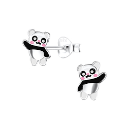 Silver Panda Stud Earrings - 16499