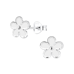 Silver Flower Stud Earrings - 16542