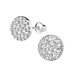 Silver Round Screw Back Bullet Earrings - 9515