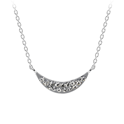 Silver Curved Crystal Necklace - 16518