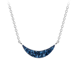 Silver Curved Crystal Necklace - Wholesale - 16518 Silver Curved Crystal Necklace - Wholesale - 16518