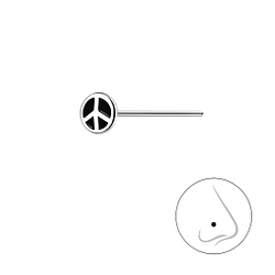 Silver Peace Sign Nose Stud - 17772