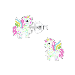 Silver Unicorn Stud Earrings - 16975