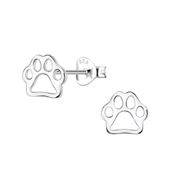 Silver Paw Print Stud Earrings - 16919 Silver Paw Print Stud Earrings - 16919