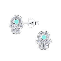 Silver Hamsa Stud Earrings - 17017