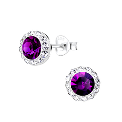 Silver Round Stud Earrings - 17133