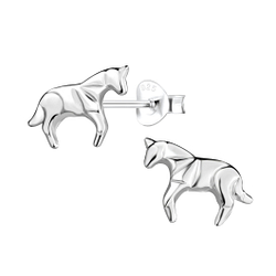 Silver Horse Stud Earrings - 14049