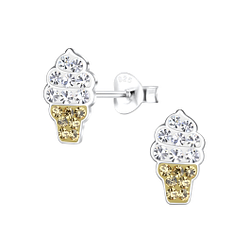 Silver Ice Cream Stud Earrings - 17181 Silver Ice Cream Stud Earrings - 17181
