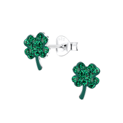 Silver Clover Stud Earrings - 17117