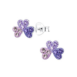 Silver Triple Heart Stud Earrings - 17031