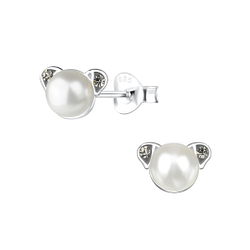 Silver Bear Stud Earrings - 17092
