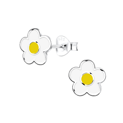Silver Flower Stud Earrings - 17086