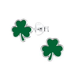 Silver Shamrock Stud Earrings - 17094